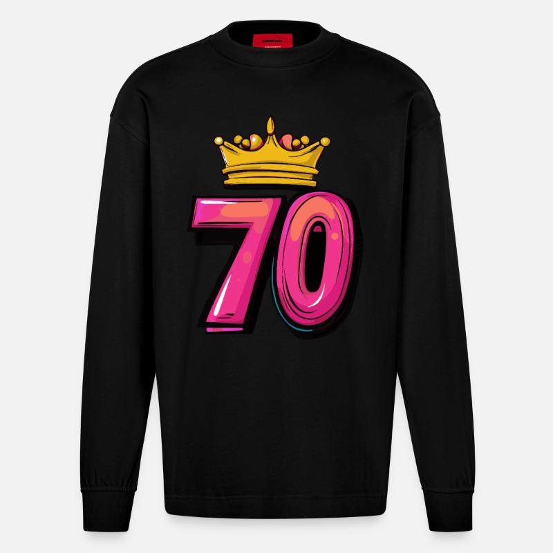Couronne à 70 chiffres - Manches longues bio épais oversize fabriqué en UE - SOLID BLACK