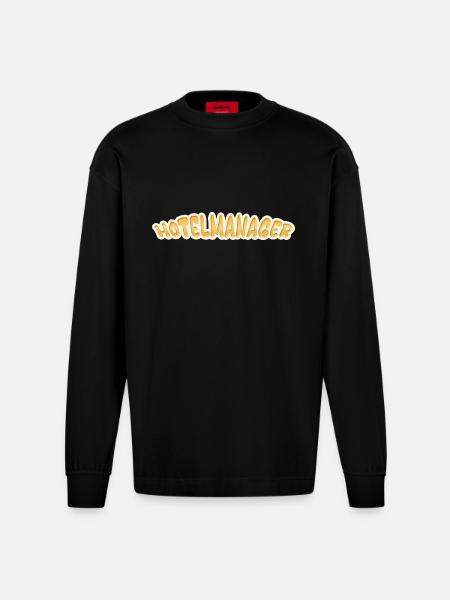 Job Hotel Manager - Heavyweight Oversized Organic Longsleeve Shirt Made in EU - SOLID BLACK