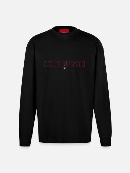 Edinburgh Style Design T-Shirt - Heavyweight Oversized Organic Longsleeve Shirt Made in EU - SOLID BLACK