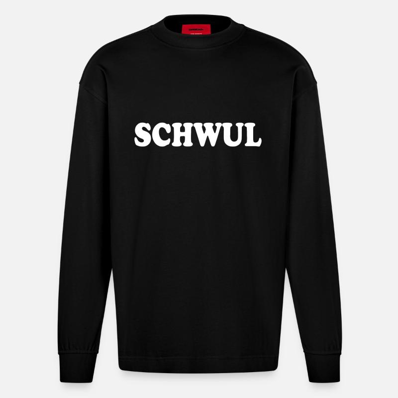 Schwul - Heavyweight Oversized Organic Langarmshirt Made in EU - SOLID BLACK