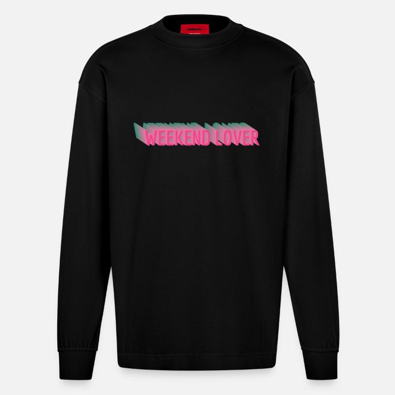 Weekend amoureux - Manches longues bio épais oversize fabriqué en UE - SOLID BLACK