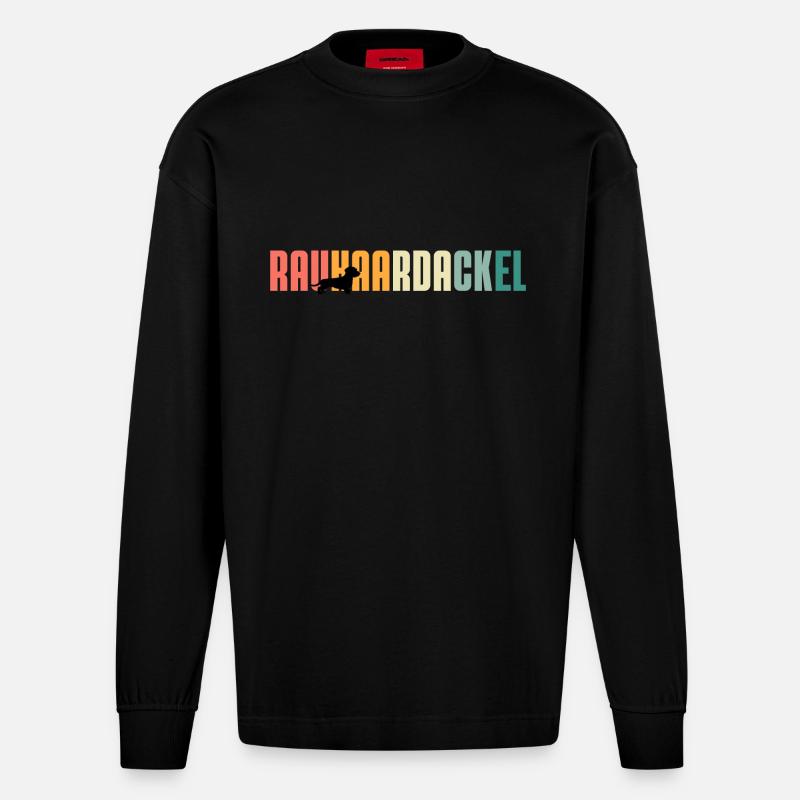 Rauhaardackel2 - Heavyweight Oversized Organic Langarmshirt Made in EU - SOLID BLACK
