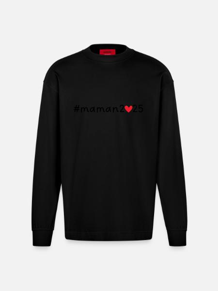 Mama 2025 - Heavyweight Oversized Organic Langarmshirt Made in EU - SOLID BLACK