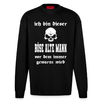 Böser Alter Mann - Heavyweight Oversized Organic Langarmshirt Made in EU - SOLID BLACK - Vorne