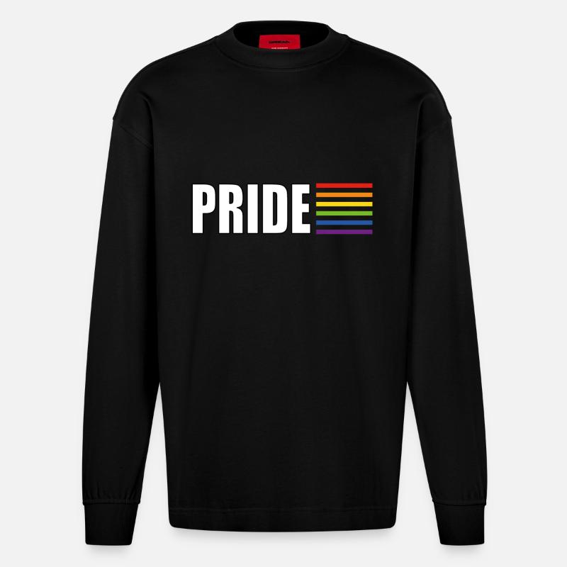 Pride Regenbogenflagge - Heavyweight Oversized Organic Langarmshirt Made in EU - SOLID BLACK