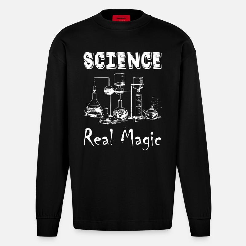 Science Real Magic - Heavyweight Oversized Organic Longsleeve Shirt Made in EU - SOLID BLACK