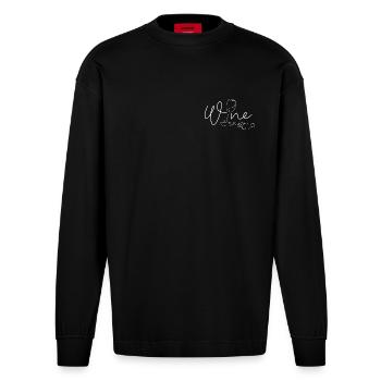 Wine not? - Heavyweight Oversized Organic Langarmshirt Made in EU - SOLID BLACK - Vorne