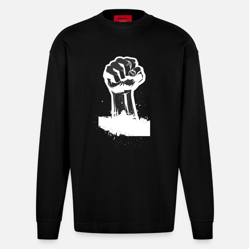 Revolution Faust Geschenk - Heavyweight Oversized Organic Langarmshirt Made in EU - SOLID BLACK
