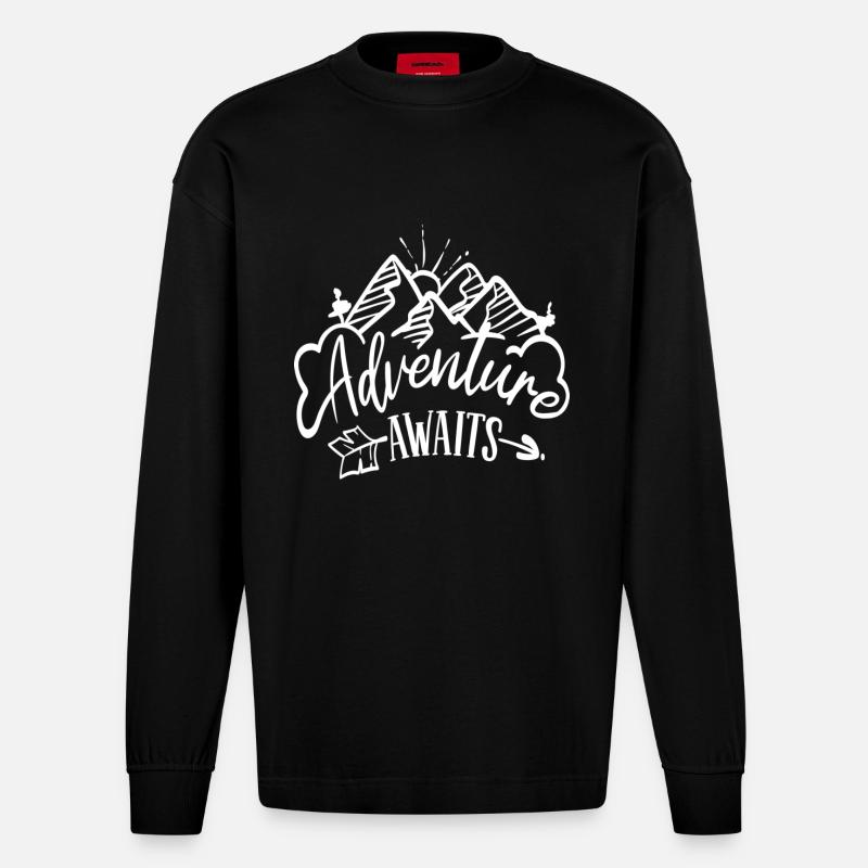 L’aventure vous attend - Manches longues bio épais oversize fabriqué en UE - SOLID BLACK