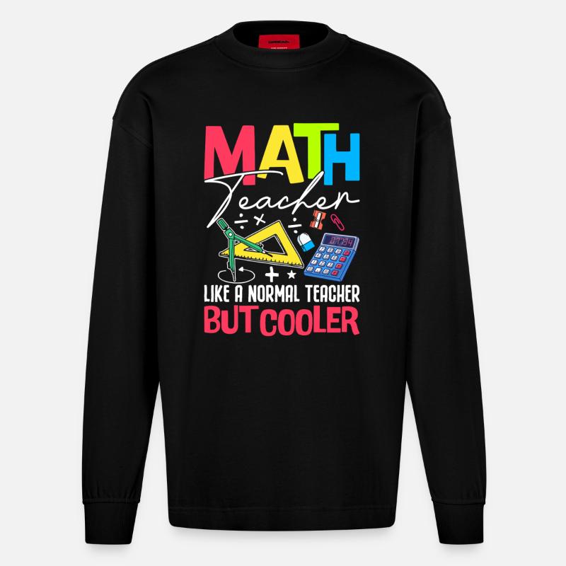 MATH TEACHER - Heavyweight Oversized Organic Langarmshirt Made in EU - SOLID BLACK