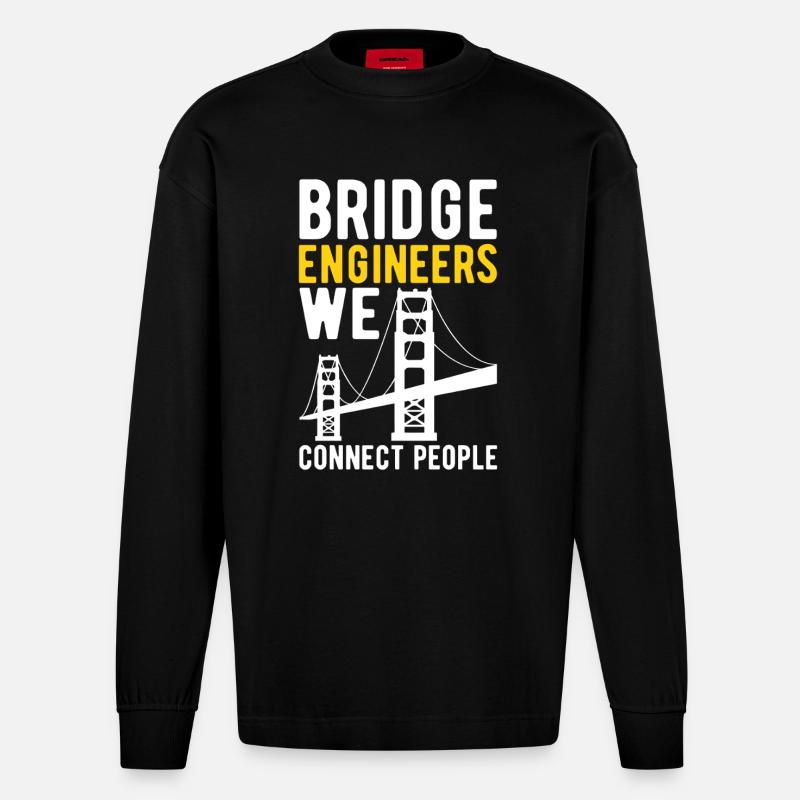 Bridge Engineer Bridge Construction - Heavyweight Oversized Organic Longsleeve Shirt Made in EU - SOLID BLACK