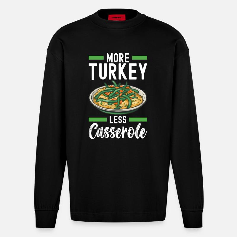 Casserole de haricots verts - Manches longues bio épais oversize fabriqué en UE - SOLID BLACK