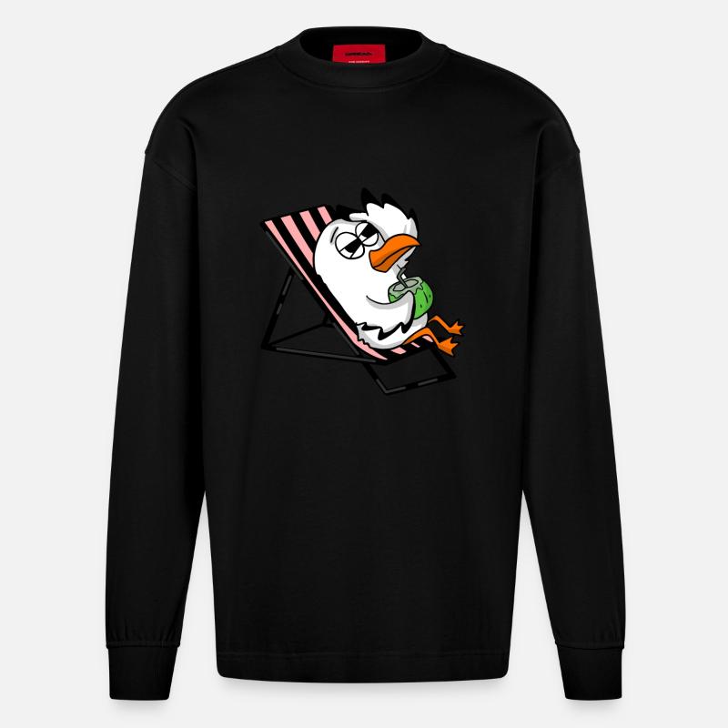 Mouette - Manches longues bio épais oversize fabriqué en UE - SOLID BLACK