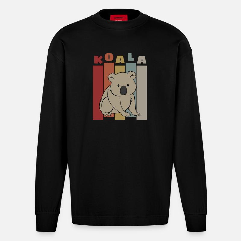 Koala Retro - Heavyweight Oversized Organic Langarmshirt Made in EU - SOLID BLACK