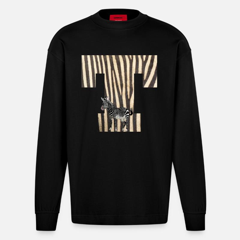 zebra t - Heavyweight Oversized Organic Langarmshirt Made in EU - SOLID BLACK