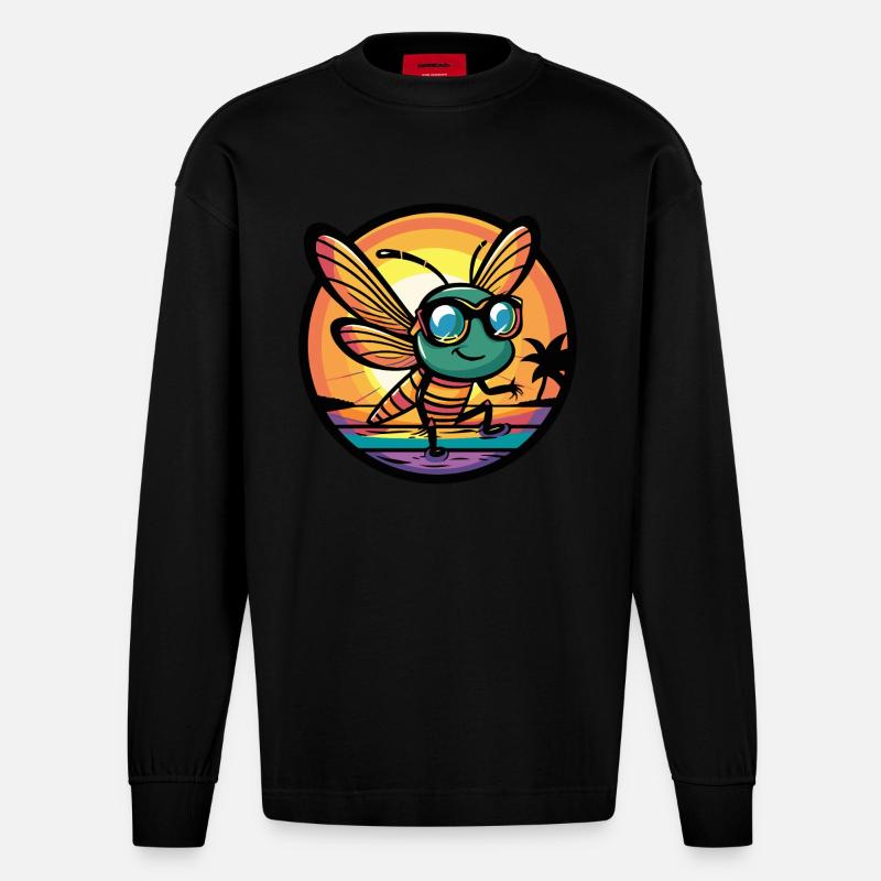 Libelle Cool Comic - Heavyweight Oversized Organic Langarmshirt Made in EU - SOLID BLACK