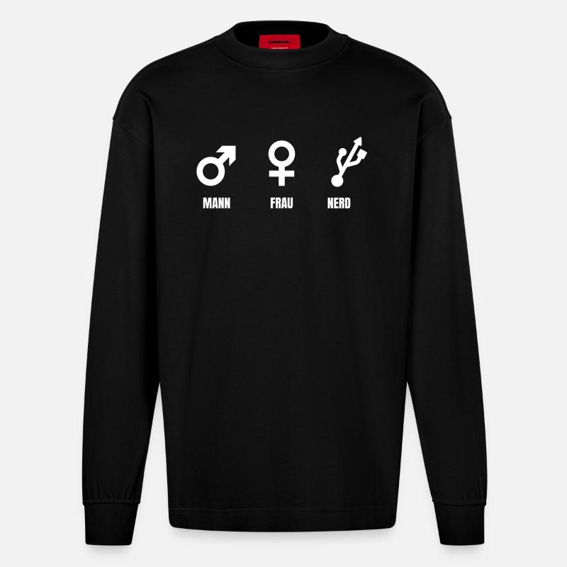 Nerd - Heavyweight Oversized Organic Langarmshirt Made in EU - SOLID BLACK