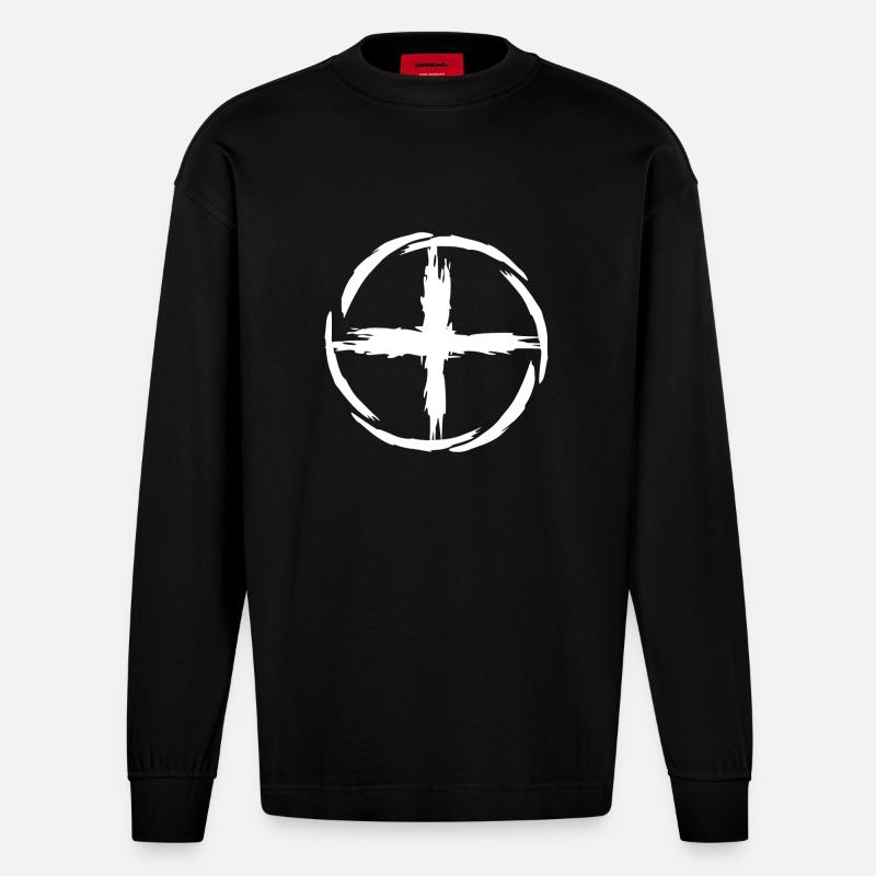 Erde Symbol - Heavyweight Oversized Organic Langarmshirt Made in EU - SOLID BLACK