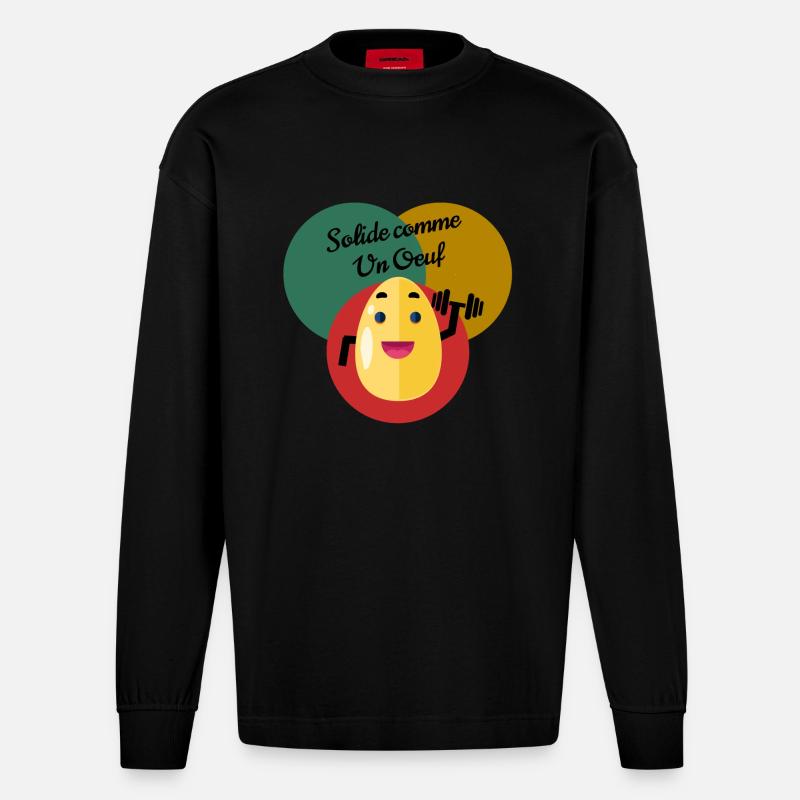 Solid as an egg - Heavyweight Oversized Organic Longsleeve Shirt Made in EU - SOLID BLACK