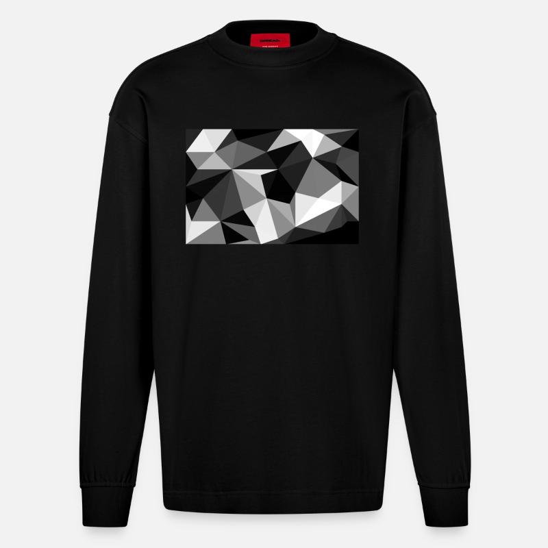 Polygon noir et blanc - Manches longues bio épais oversize fabriqué en UE - SOLID BLACK