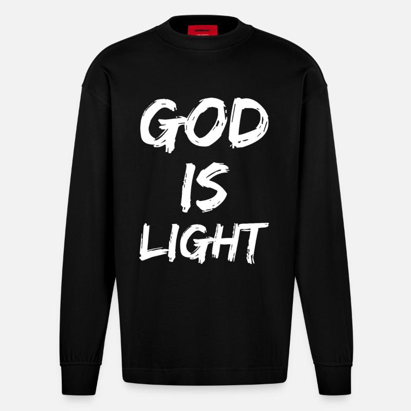 Dieu est Lumière - Manches longues bio épais oversize fabriqué en UE - SOLID BLACK