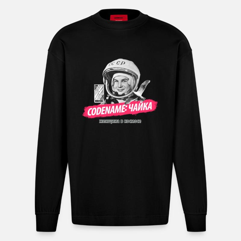 Nom de code: «Чайка» - Manches longues bio épais oversize fabriqué en UE - SOLID BLACK