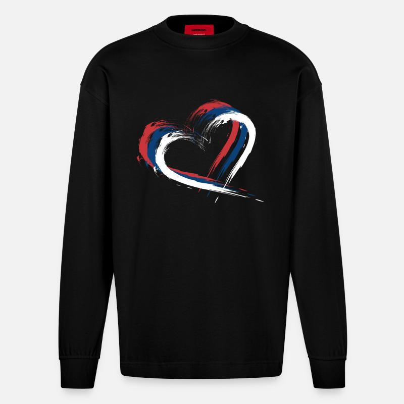 Flagge Serbien - Heavyweight Oversized Organic Langarmshirt Made in EU - SOLID BLACK