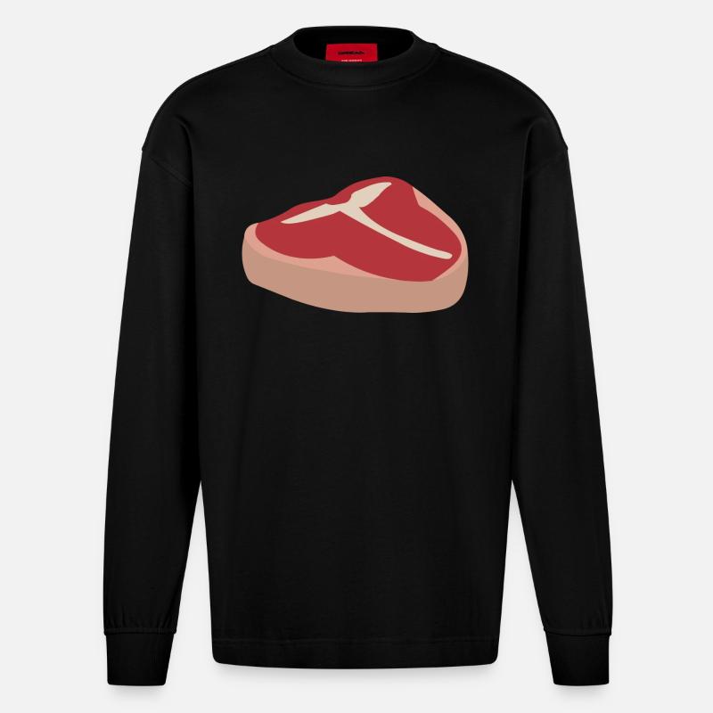 Saftiges Fleisch - Heavyweight Oversized Organic Langarmshirt Made in EU - SOLID BLACK