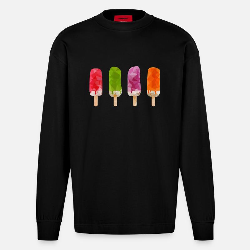 Low Poly Popsicle - Heavyweight Oversized Organic Langarmshirt Made in EU - SOLID BLACK