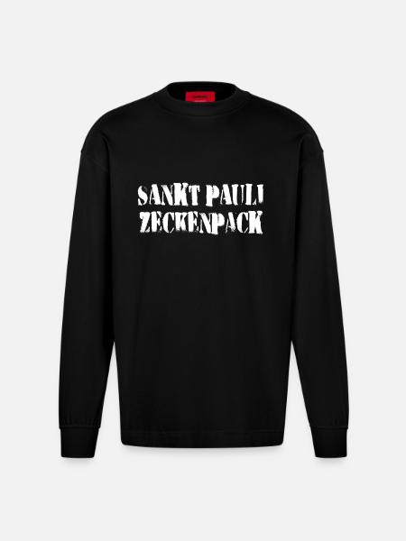 Sankt Pauli Tick Pack - Heavyweight oversized organic langærmet T-shirt made in EU - SOLID BLACK