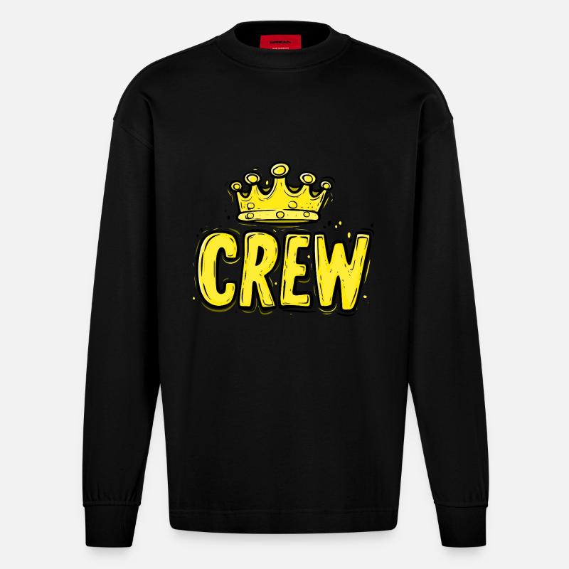 Crew Krone - Heavyweight Oversized Organic Langarmshirt Made in EU - SOLID BLACK