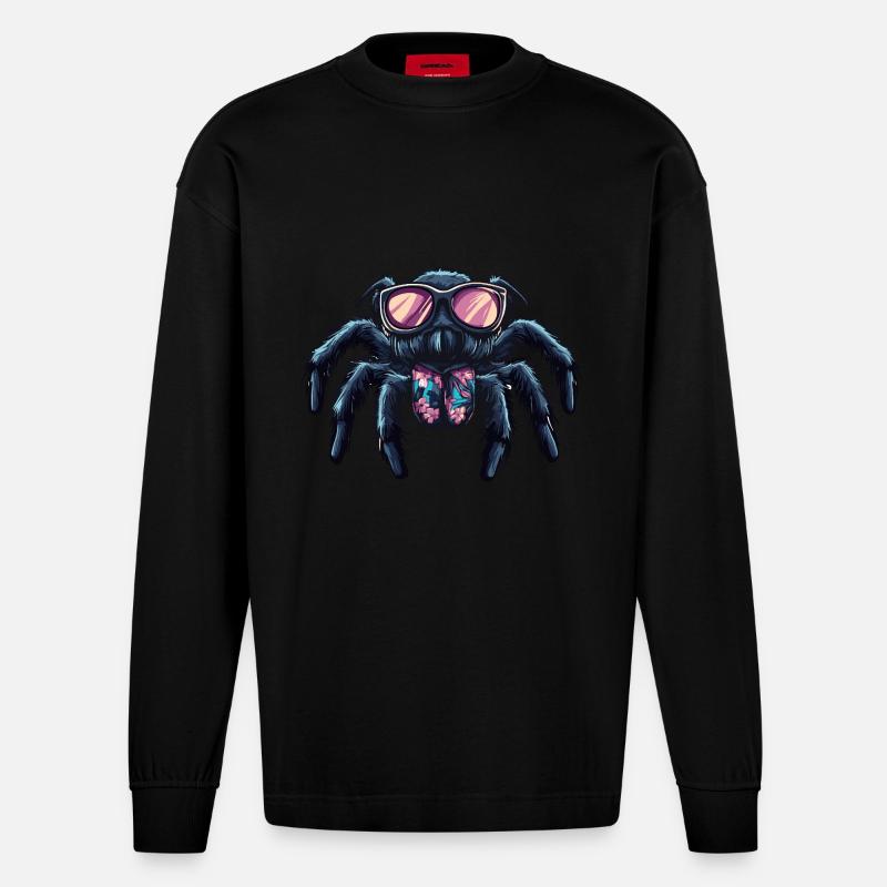 Tarantula Comic Funny Summer - Heavyweight Oversized Organic Longsleeve Shirt Made in EU - SOLID BLACK