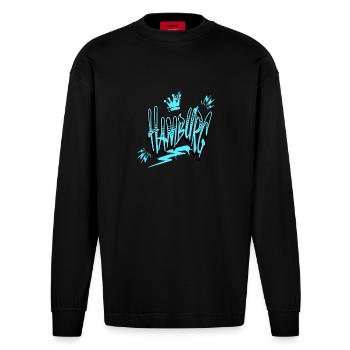 Hamburg - Heavyweight Oversized Organic Langarmshirt Made in EU - SOLID BLACK - Vorne