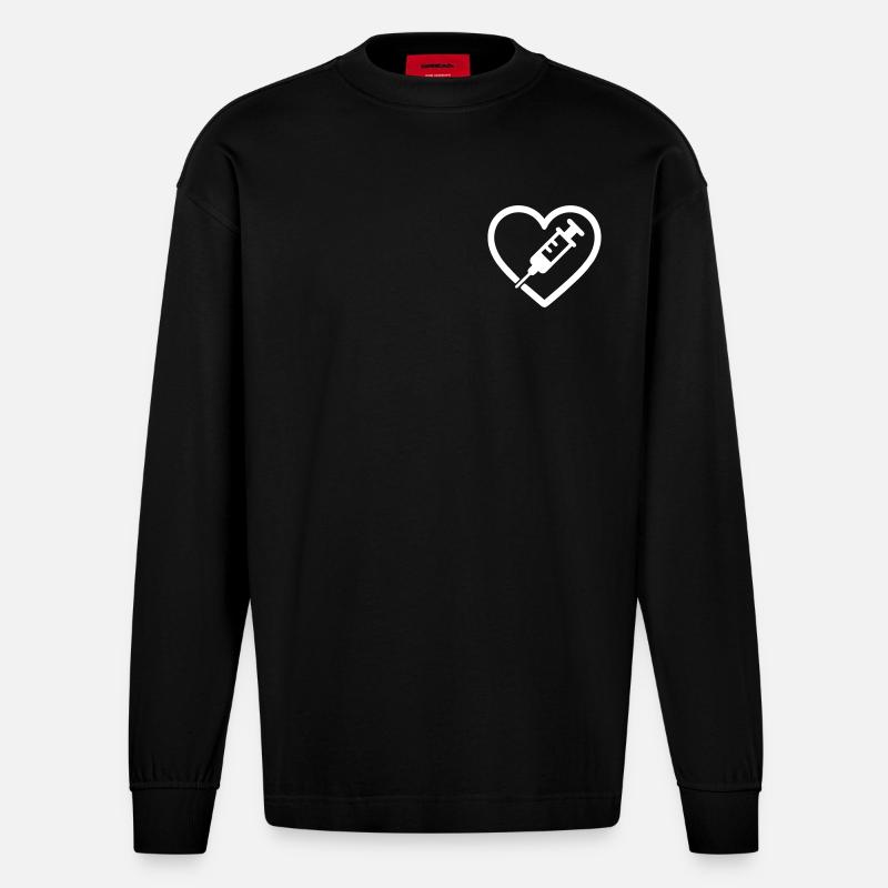 Herz + Krankenschwester – Super-Eltern-Krankenschwester - Heavyweight Oversized Organic Langarmshirt Made in EU - SOLID BLACK