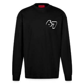 67 « six sept » tirés - Manches longues bio épais oversize fabriqué en UE - SOLID BLACK - Devant