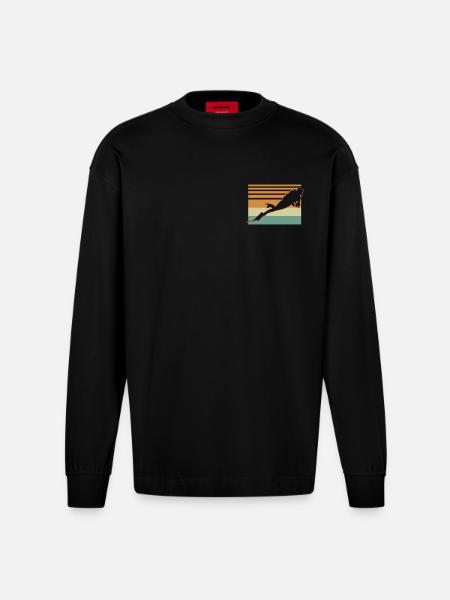 Diver Flag - Heavyweight Oversized Organic Langarmshirt Made in EU - SOLID BLACK