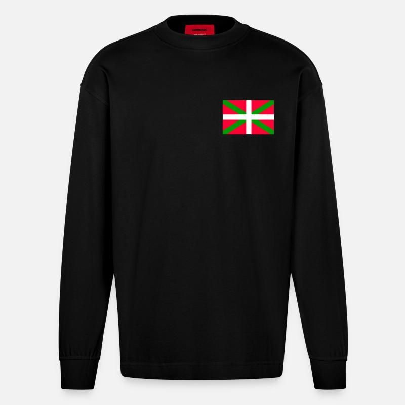 Drapeau basque - Manches longues bio épais oversize fabriqué en UE - SOLID BLACK
