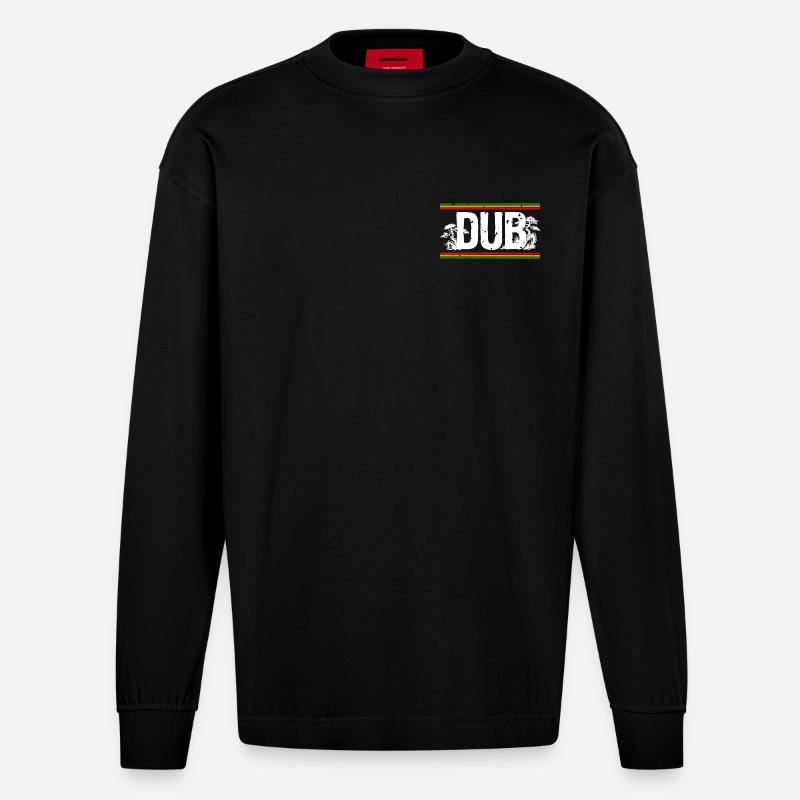 Forêt de Dub Roots Reggae - Manches longues bio épais oversize fabriqué en UE - SOLID BLACK