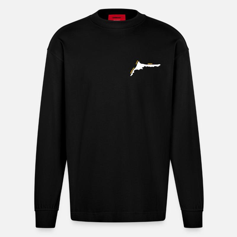 Fischland Darss Zingst (D.I.Y.) - Heavyweight Oversized Organic Langarmshirt Made in EU - SOLID BLACK