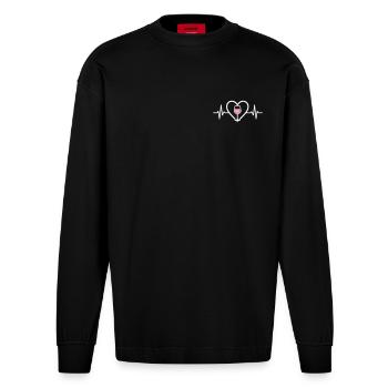 Cœur + Vin Rosé – Passion Rosé - Manches longues bio épais oversize fabriqué en UE - SOLID BLACK - Devant