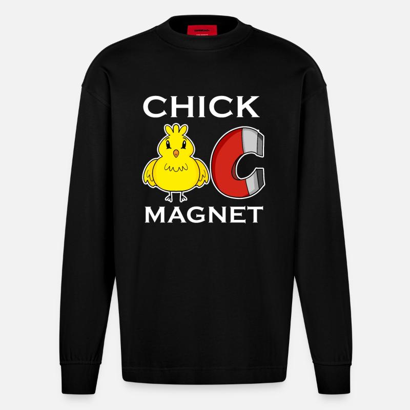 Aimant de poussin - Manches longues bio épais oversize fabriqué en UE - SOLID BLACK