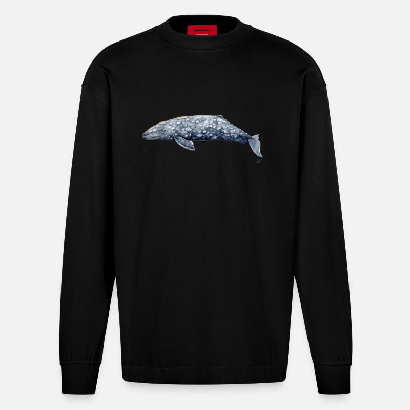 Grauwal - Baleine grise - Grauwal - Heavyweight Oversized Organic Langarmshirt Made in EU - SOLID BLACK
