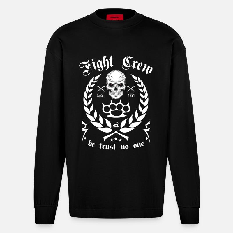Équipe de combat - Manches longues bio épais oversize fabriqué en UE - SOLID BLACK