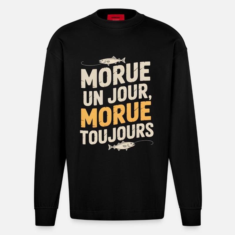 Once cod Cod - Heavyweight Oversized Organic Longsleeve Shirt Made in EU - SOLID BLACK