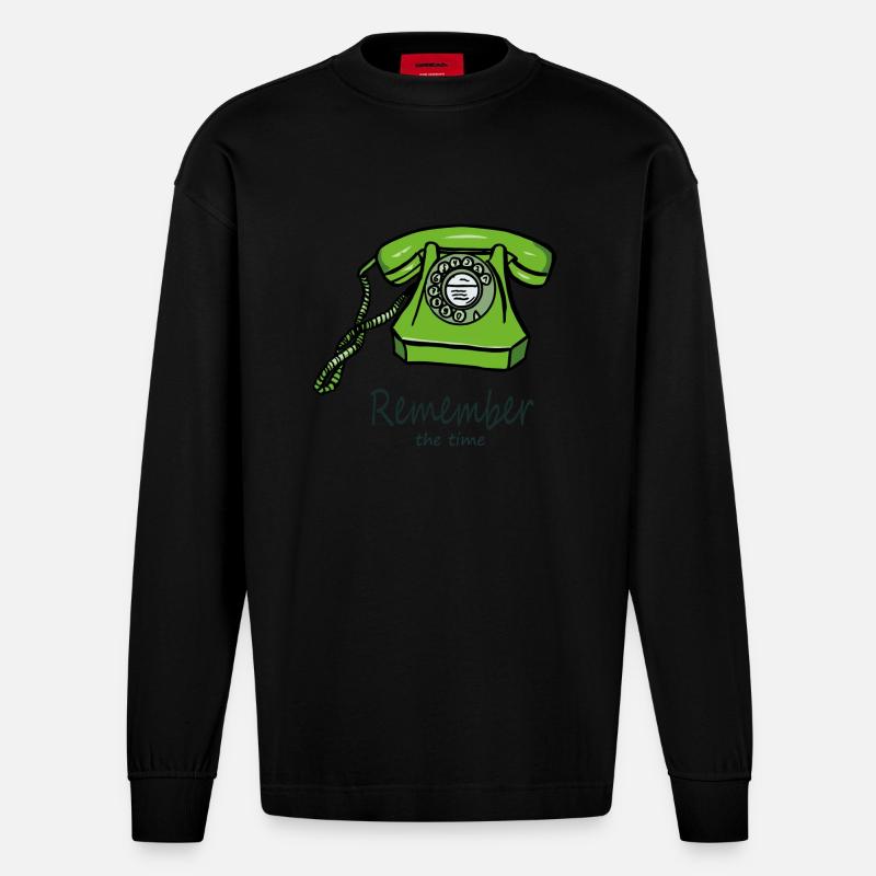 RememberTelefon - Heavyweight Oversized Organic Langarmshirt Made in EU - SOLID BLACK