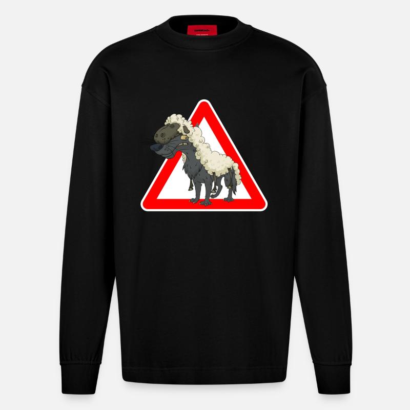 Wolf - Heavyweight Oversized Organic Langarmshirt Made in EU - SOLID BLACK