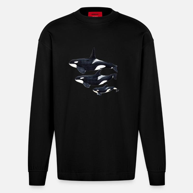 Orca - orque - arce - Manches longues bio épais oversize fabriqué en UE - SOLID BLACK