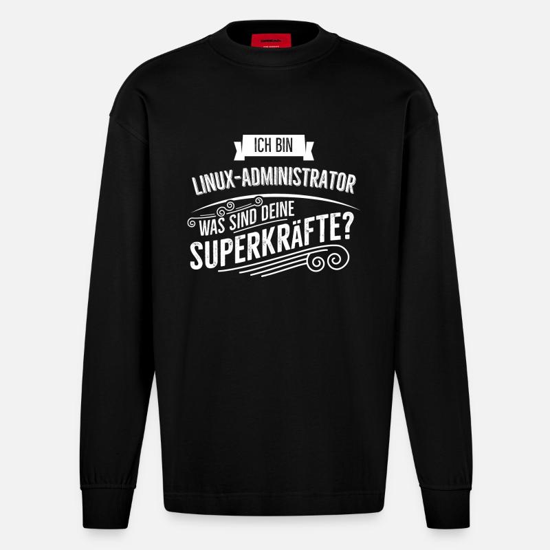 Linux Administrator - Heavyweight Oversized Organic Langarmshirt Made in EU - SOLID BLACK