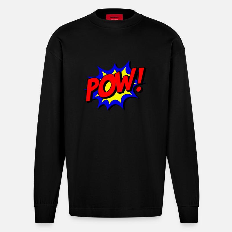 POW Design Superheld - Manches longues bio épais oversize fabriqué en UE - SOLID BLACK