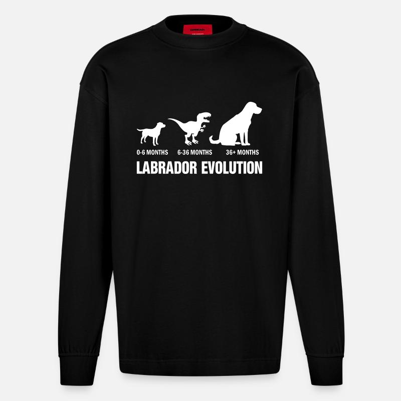 Évolution du Labrador - Manches longues bio épais oversize fabriqué en UE - SOLID BLACK